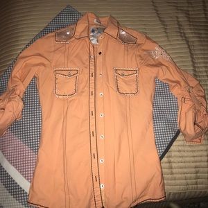 ROAR orange button up long sleeve